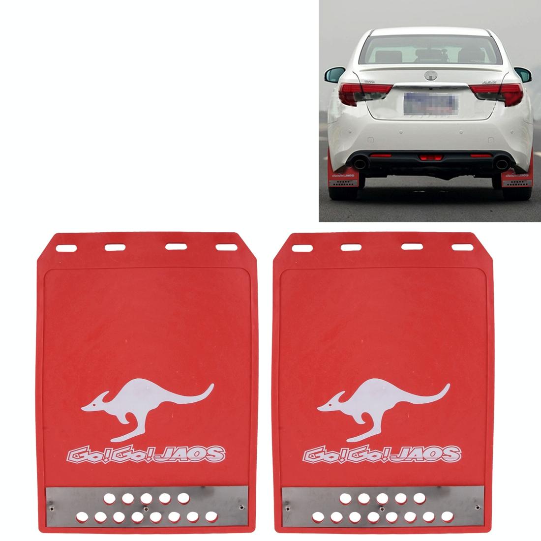 2 Pcs Premium Heavy Duty Molded Splash Mud Flaps Auto Front And Rear Fender Guard Small Size Random Pattern Delivery - Red