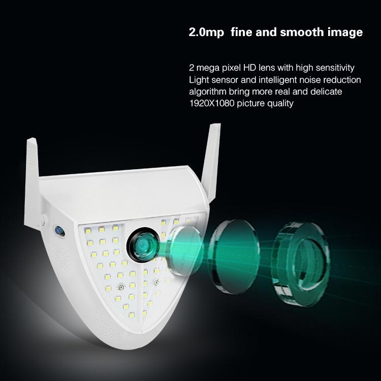 Smart Garden Camera With 2Mp Motion Detection Night Vision Voice Intercom Tf Card 42 Leds