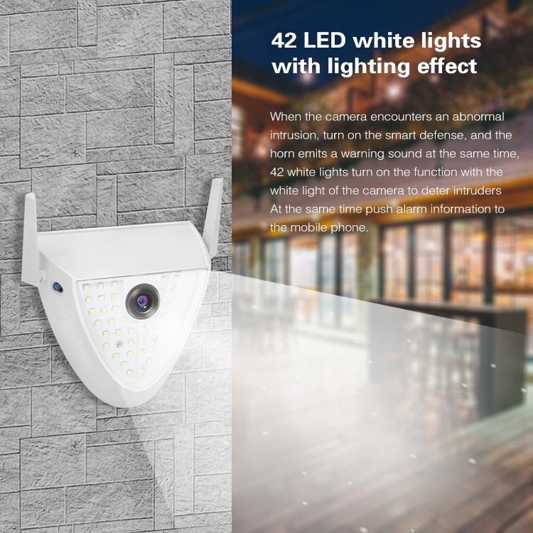 Smart Garden Camera With 2Mp Motion Detection Night Vision Voice Intercom Tf Card 42 Leds