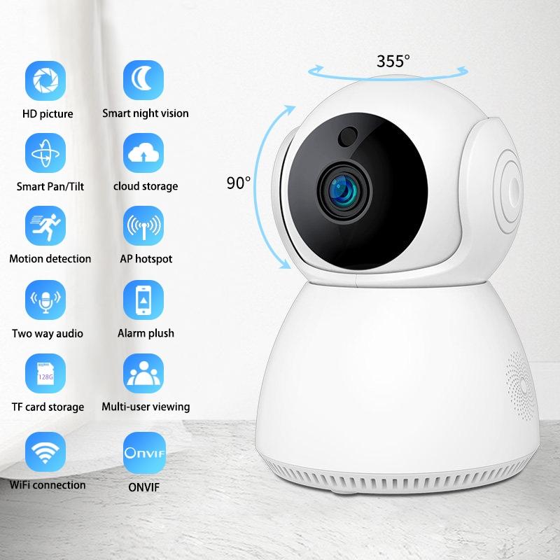 Smart Wifi Security Camera With Pan-Tilt 3.0Mp Tf Card Two-Way Audio Motion Detection Night Vision