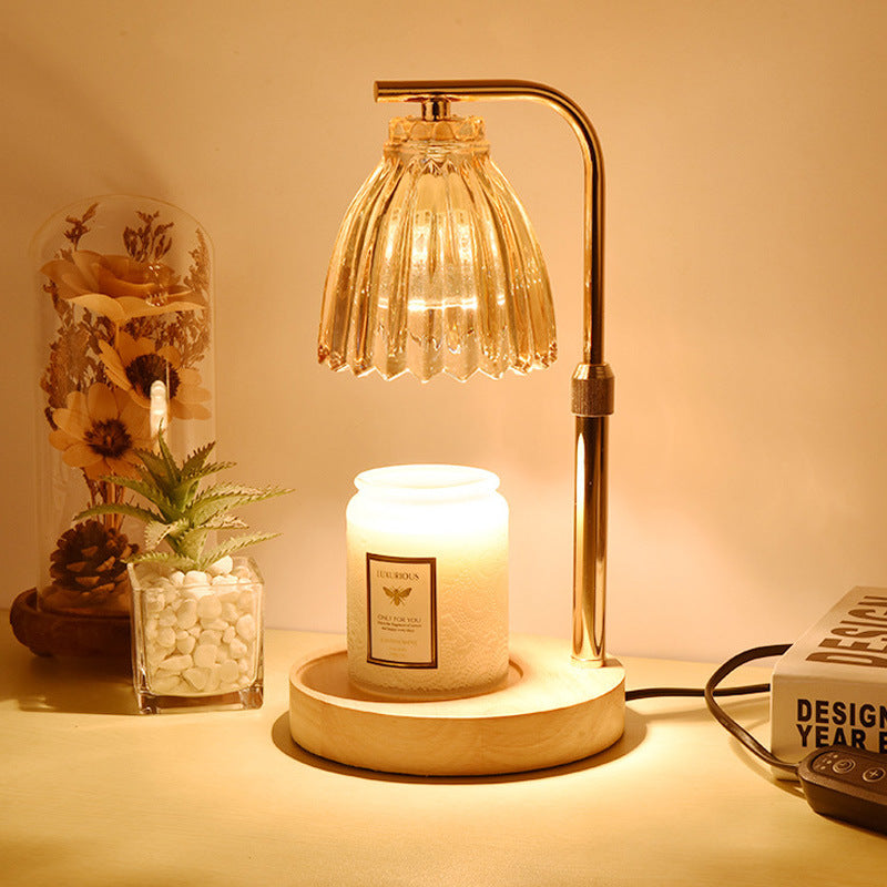 Gold Wrought Iron Candle Warmer Lamp with Halogen Bulb - Adjustable Scented Candle Melter for Home Decor
