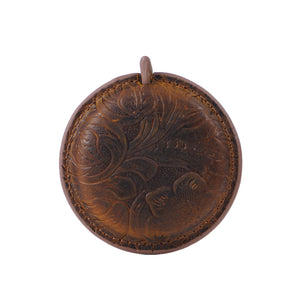Yellow Brown Mini Leather Tape Measure - 1.5m/60in - Round With Pattern