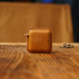 Brown Mini Leather Tape Measure - 1.5m/60in - Square Solid Color