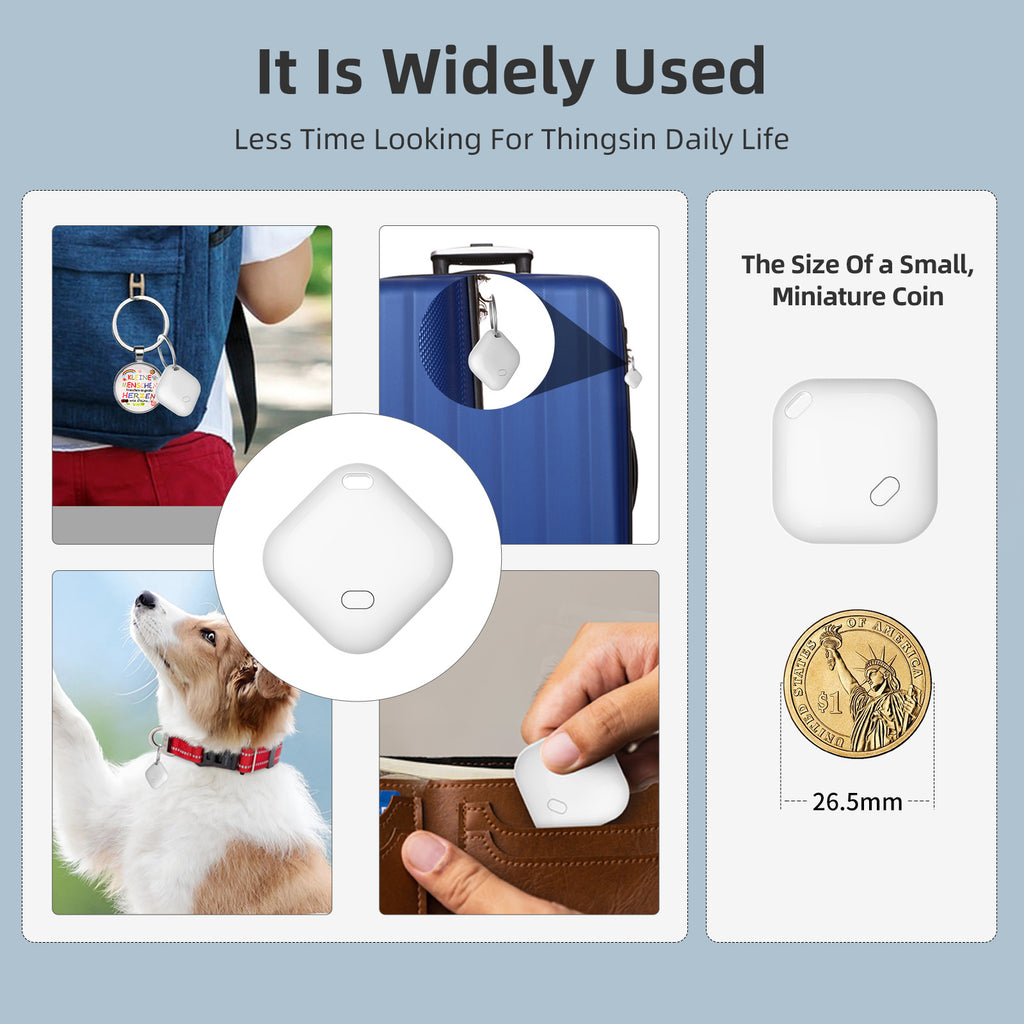 (Round Black) Mini GPS Tracker - Apple Find My Enabled, Key Finder, Wallet Locator, Anti-Theft Tag