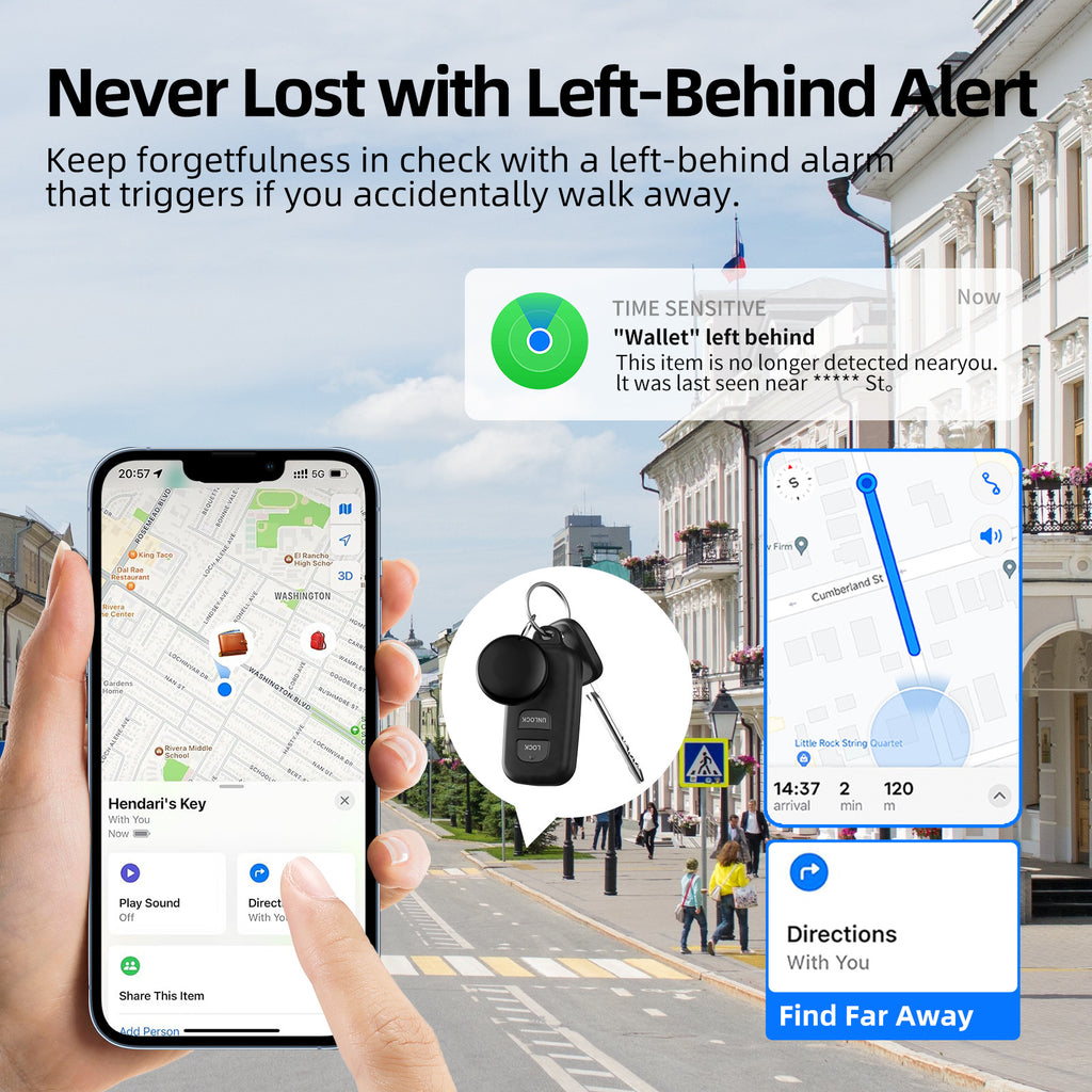 (Square White) Mini GPS Tracker - Apple Find My Enabled, Key Finder, Wallet Locator, Anti-Theft Tag