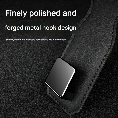 Beige Heavy Duty Car Headrest Hooks (Set of 4 Units) - PU Leather Seat Back Organizer Hangers