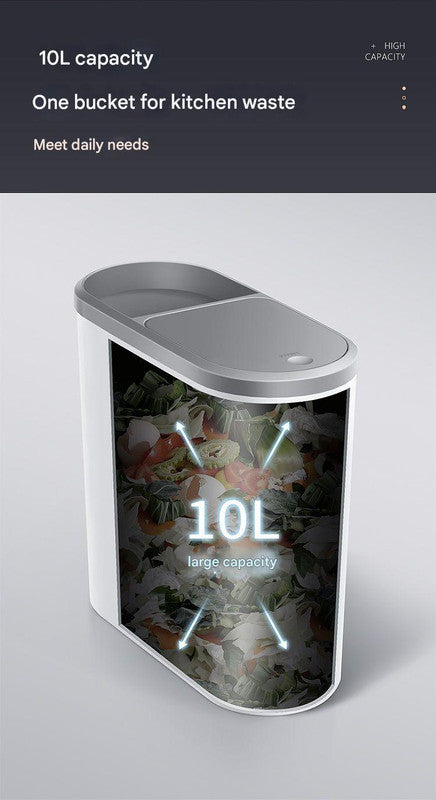 Slim Press-Top Trash Can with Top Storage Compartment - Narrow Design for Bathroom & Small Spaces(White cover + ash bucket)