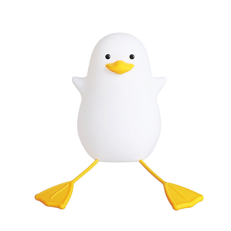 Cute Gull Silicone Night Light - Tap Control, USB Rechargeable, Kids Bedroom (Warm light three-speed yellow mouth)