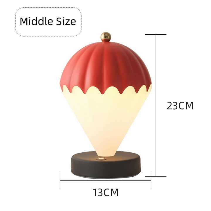 Red Rechargeable Hot Air Balloon LED Touch Lamp - 3-Color Nordic Style Desk Light