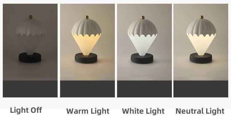 Red Rechargeable Hot Air Balloon LED Touch Lamp - 3-Color Nordic Style Desk Light