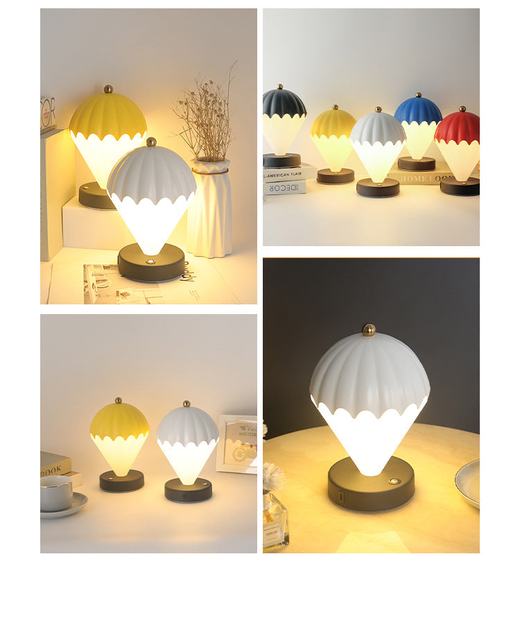 Red Rechargeable Hot Air Balloon LED Touch Lamp - 3-Color Nordic Style Desk Light