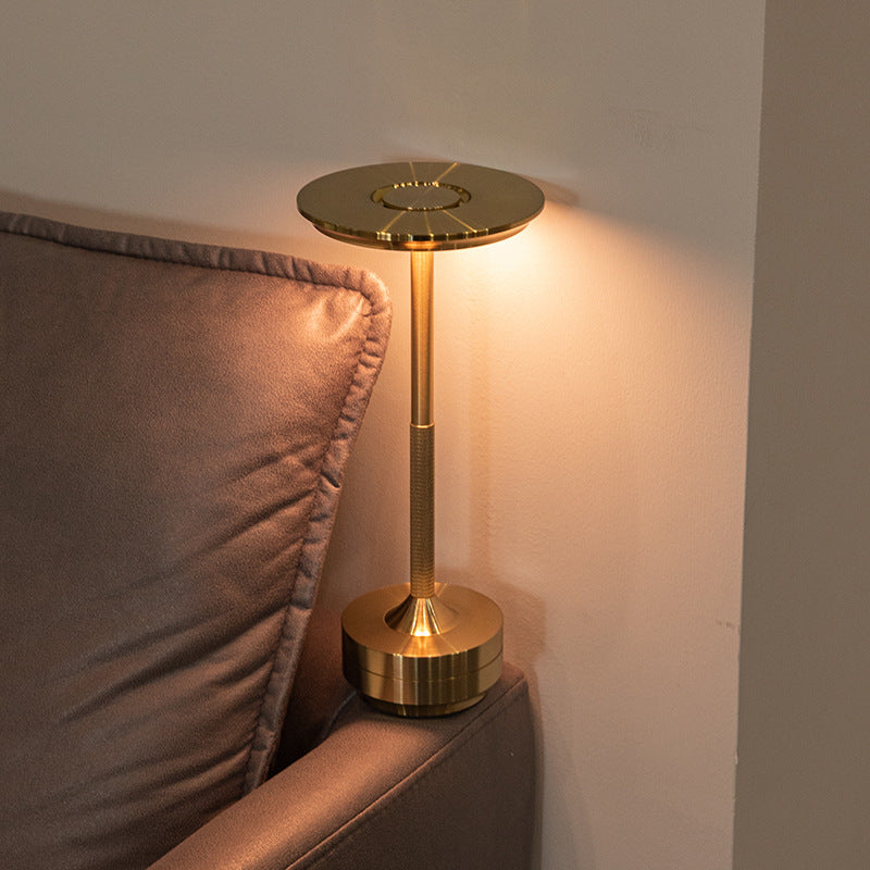 Gold Elegant Aluminum Alloy Rechargeable LED Touch Lamp - 3-Color Dimmable Cordless Table Light