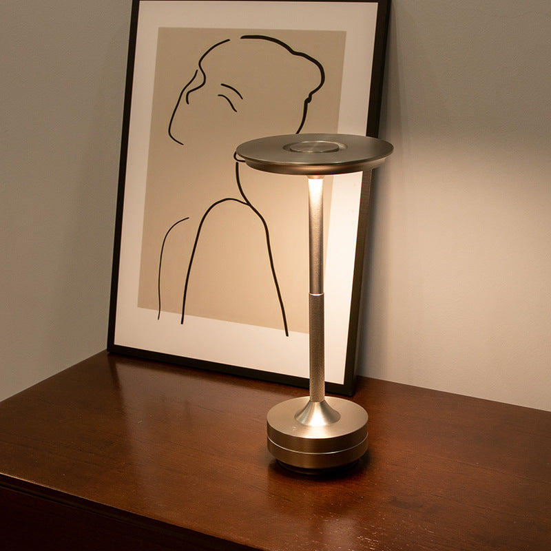 Gold Elegant Aluminum Alloy Rechargeable LED Touch Lamp - 3-Color Dimmable Cordless Table Light