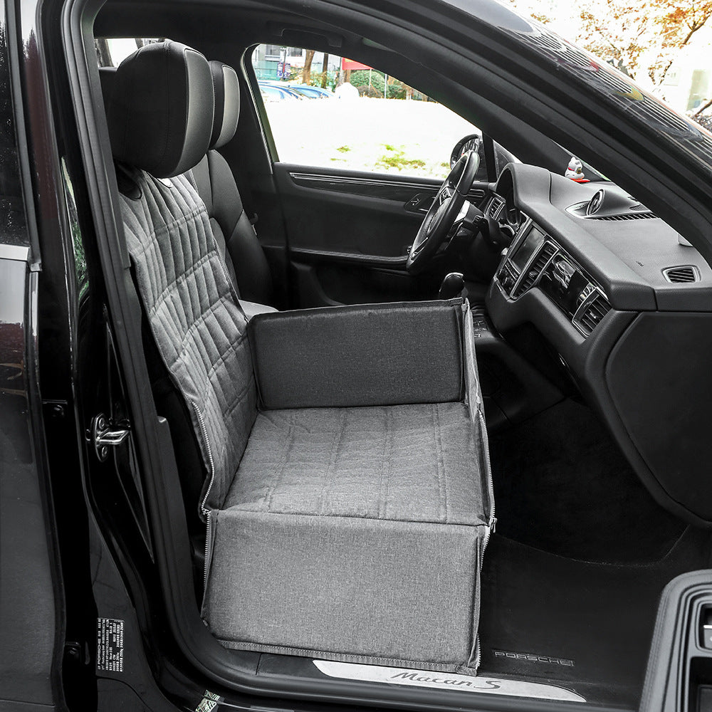 Grey Waterproof Front Pet Car Seat Cover - Non-Slip Dog Booster Seat Protector Mat