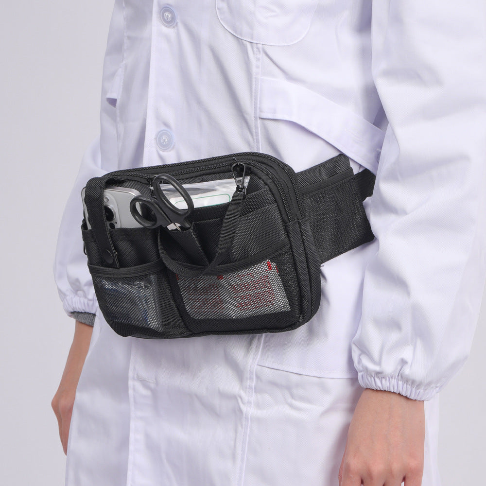 Black Nurse Utility Belt Bag - Multi-Pocket Medical Organizer Waist Pack for Tools & Essentials