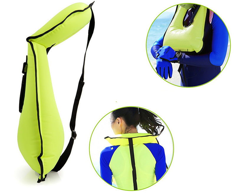 Fluorescent Green Adult Inflatable Snorkel Vest - Lightweight Buoyancy Aid for Swimming & Water Sports?