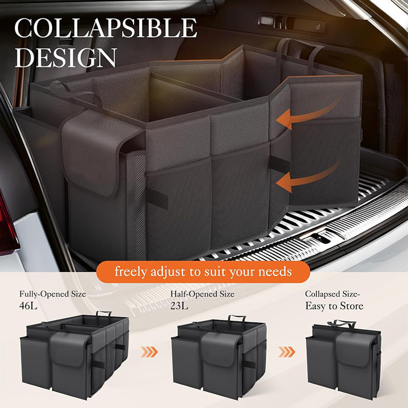 Grey Car Trunk Storage Box - Foldable Organizer