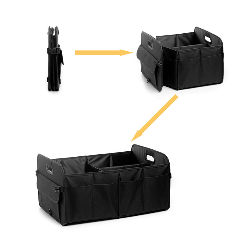 Grey Car Storage Box - Foldable Waterproof Trunk Organizer