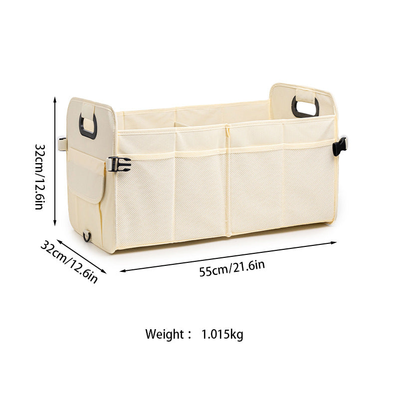 Grey Car Storage Box - Foldable Waterproof Trunk Organizer