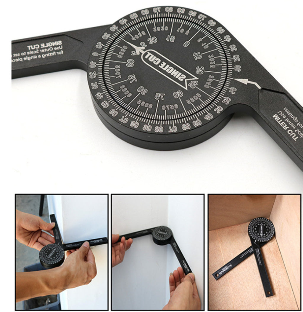 Red Precision 360-Degree Miter Saw Protractor - Aluminum Alloy Angle Finder for Woodworking & Carpentry